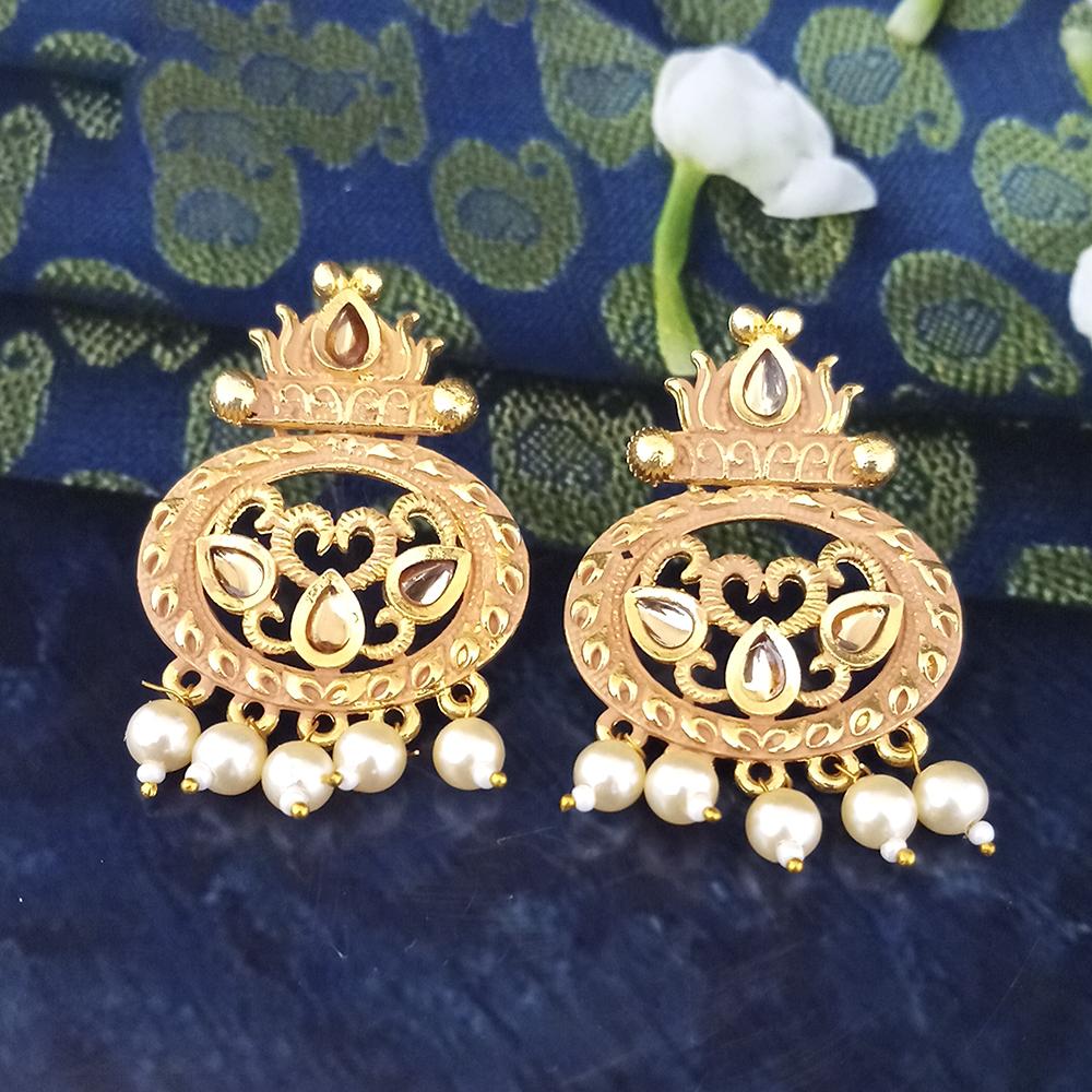 The99Jewel Peach Matte Meenakari Dangler Beads Drop Earrings - 1318092H