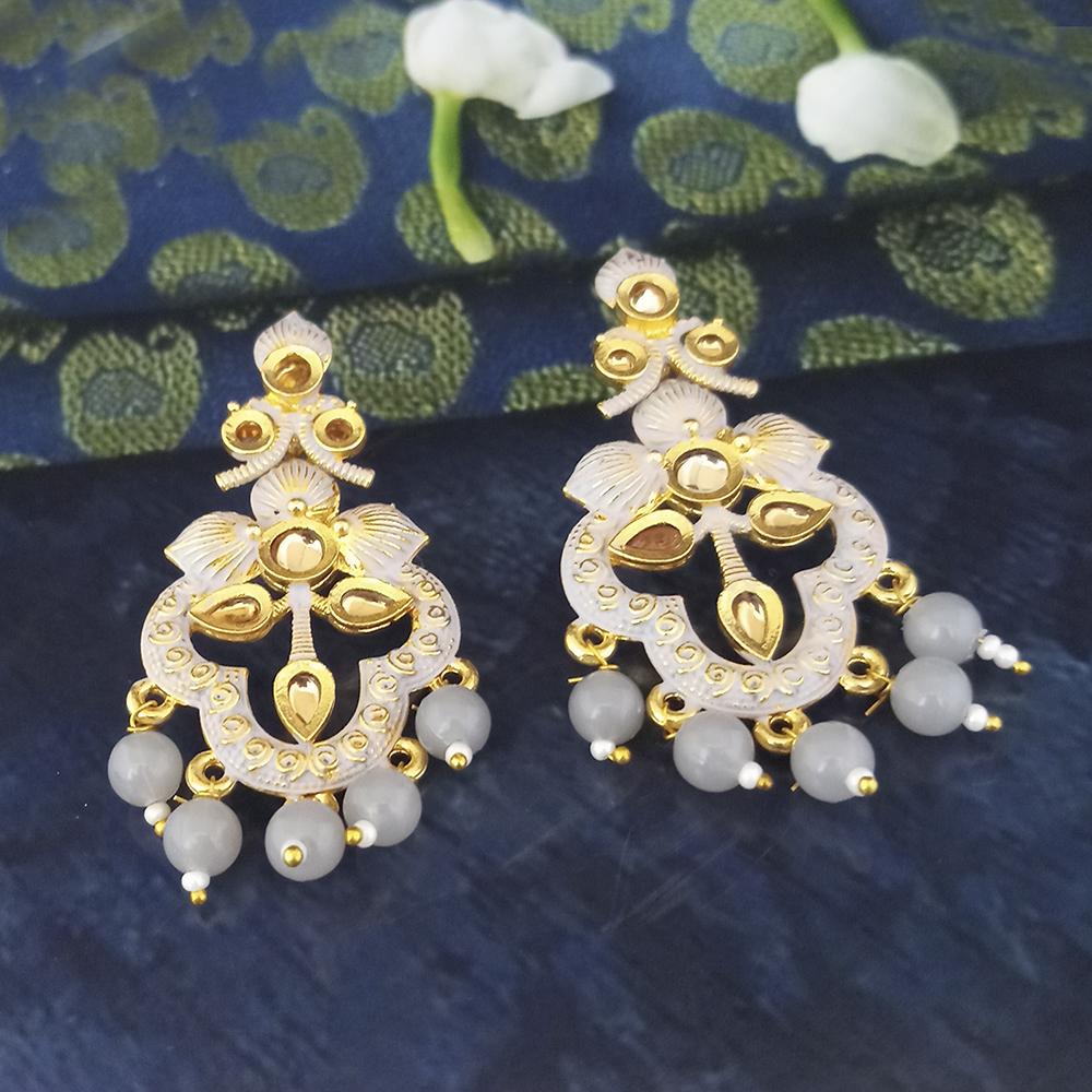 The99Jewel Grey Matte Meenakari Dangler Beads Drop Earrings - 1318093C