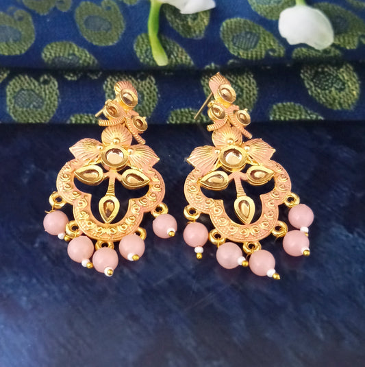 Pretty Gold Plated Meenakari Dangler Earrings