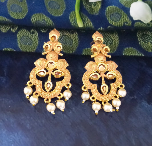 Pretty Gold Plated Meenakari Dangler Earrings