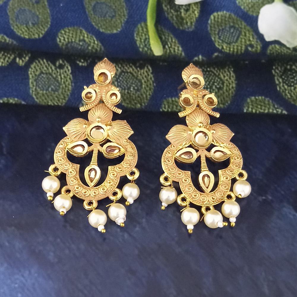 The99Jewel Peach Matte Meenakari Dangler Beads Drop Earrings - 1318093H
