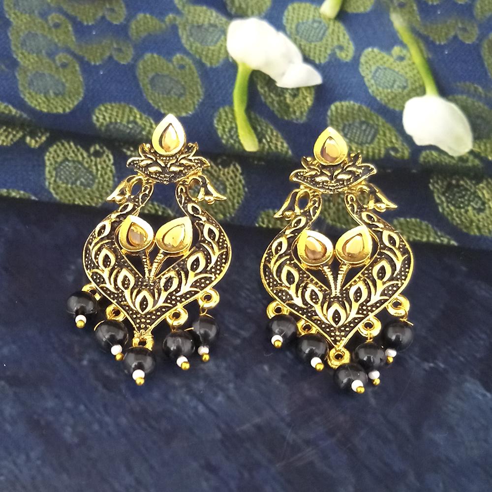 The99Jewel Black Matte Meenakari Dangler Beads Drop Earrings - 1318094E