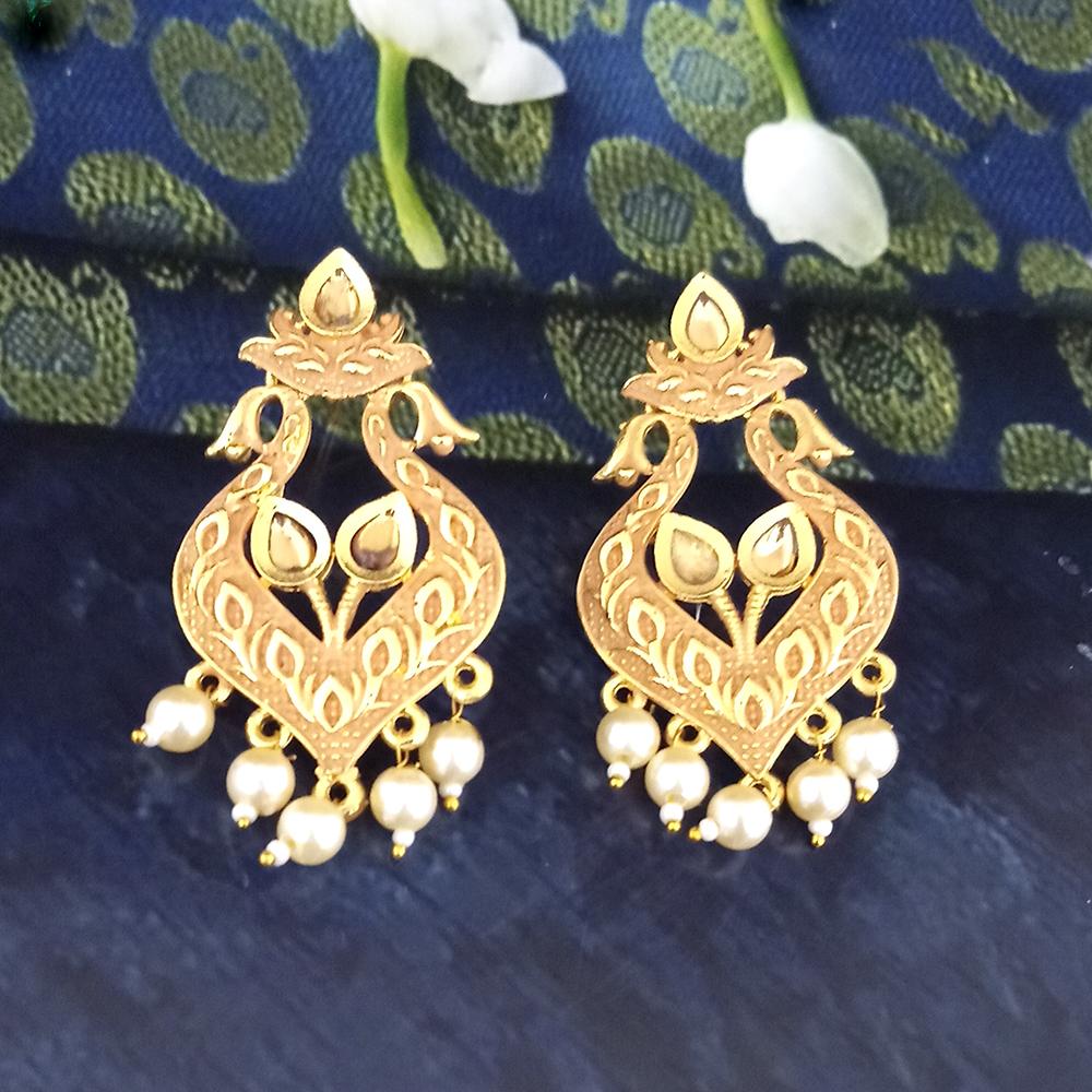 The99Jewel Peach Matte Meenakari Dangler Beads Drop Earrings - 1318094H