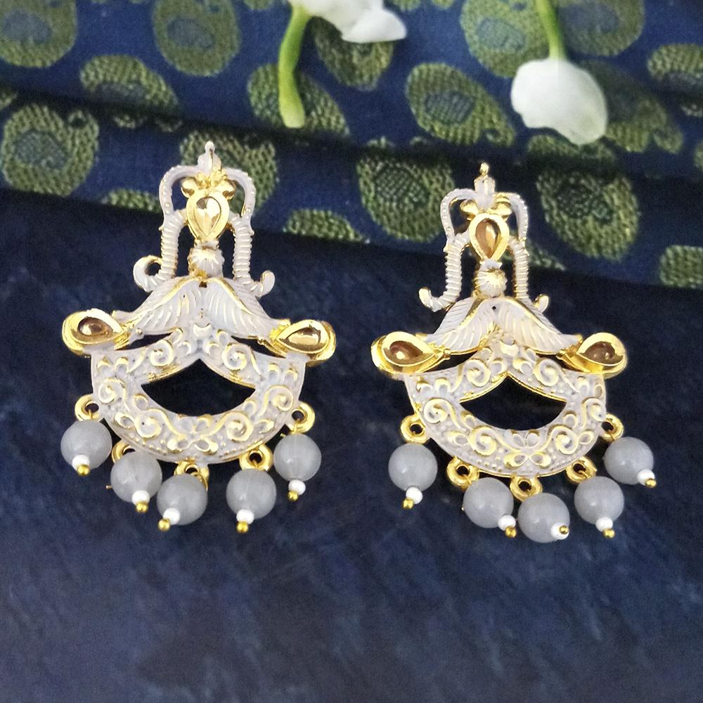 The99Jewel Grey Matte Meenakari Dangler Beads Drop Earrings - 1318095C