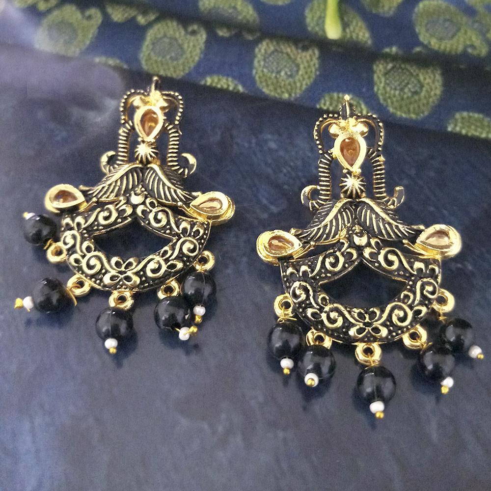 The99Jewel Black Matte Meenakari Dangler Beads Drop Earrings - 1318095E