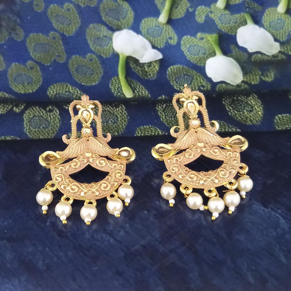 The99Jewel Peach Matte Meenakari Dangler Beads Drop Earrings - 1318095H