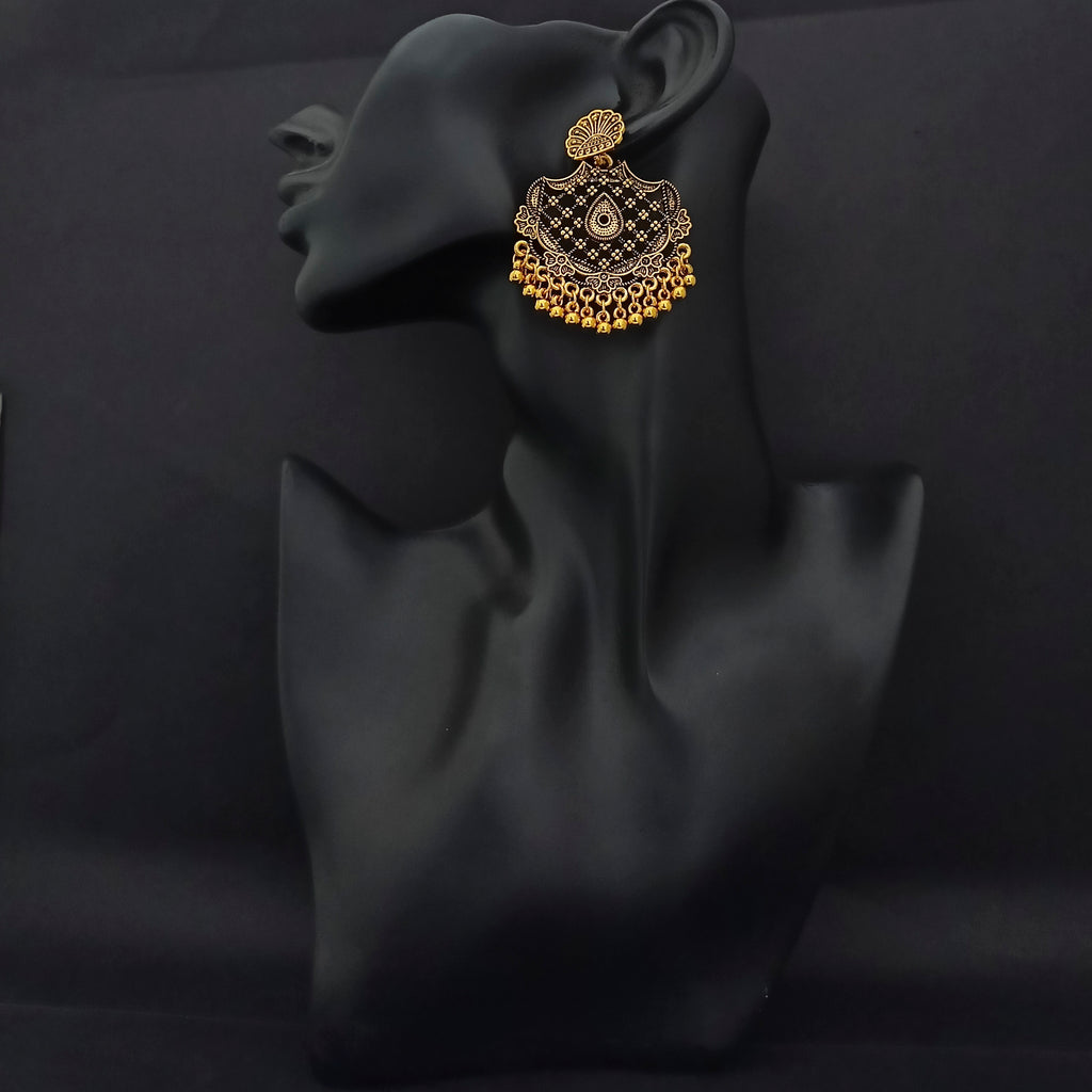 The99Jewel Ethnic Floral Carved Chandbali Earrings