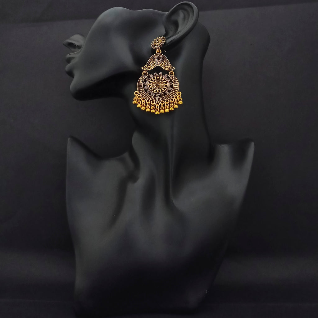The99Jewel Ethnic Floral Carved Chandbali Earrings