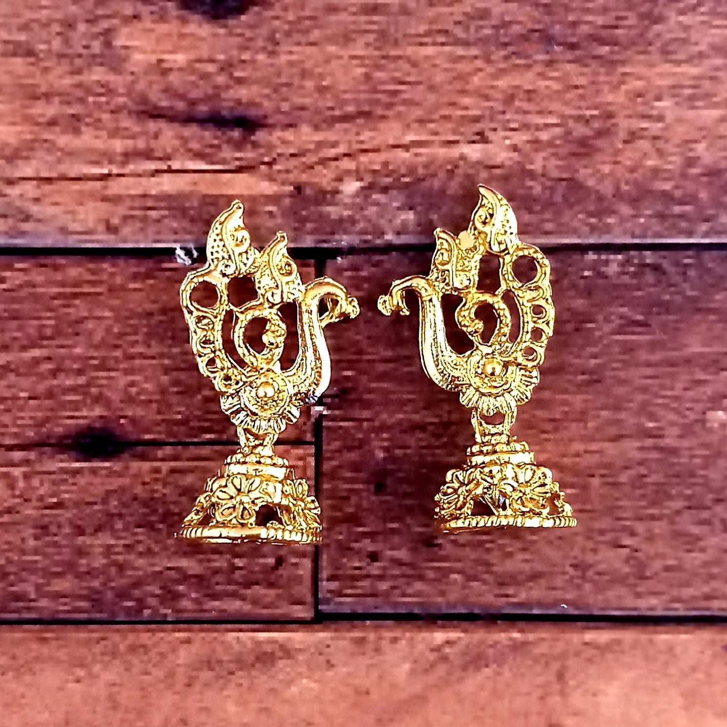 The99Jewel Gold Plated Peacock Small Jhumki Earrings