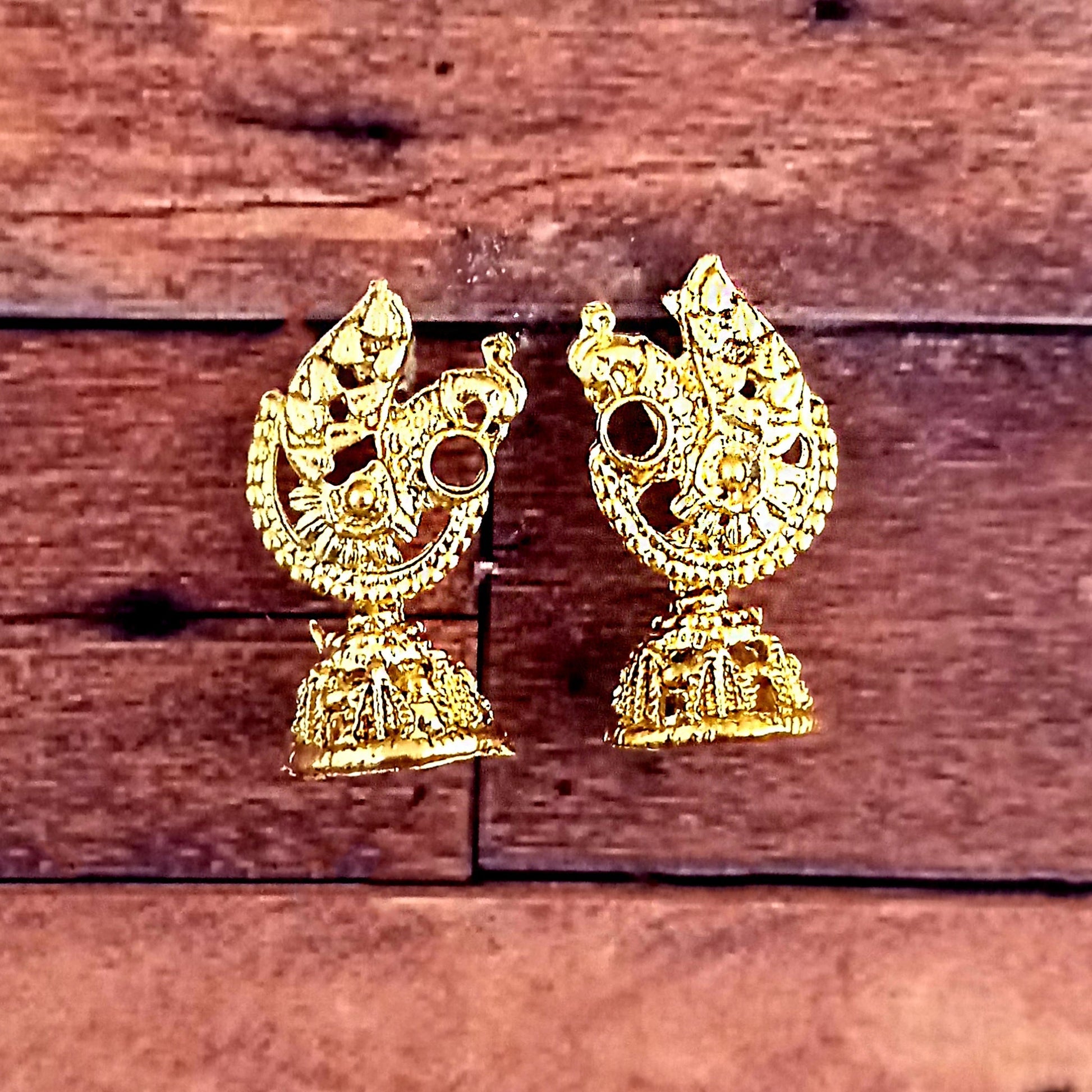 The99Jewel Gold Plated Peacock Small Jhumki Earrings