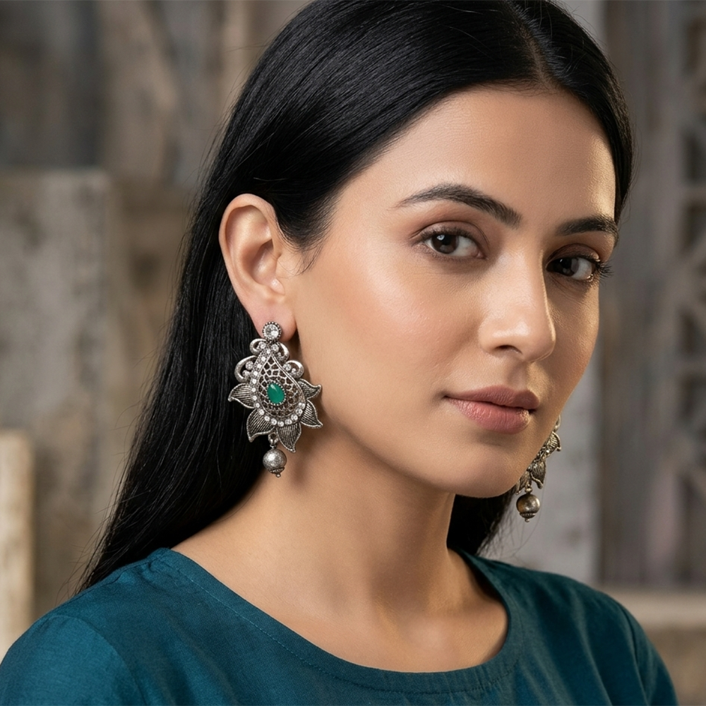 The99Jewel Silver  Plated Austrian Stone Dangler Earrings For Women