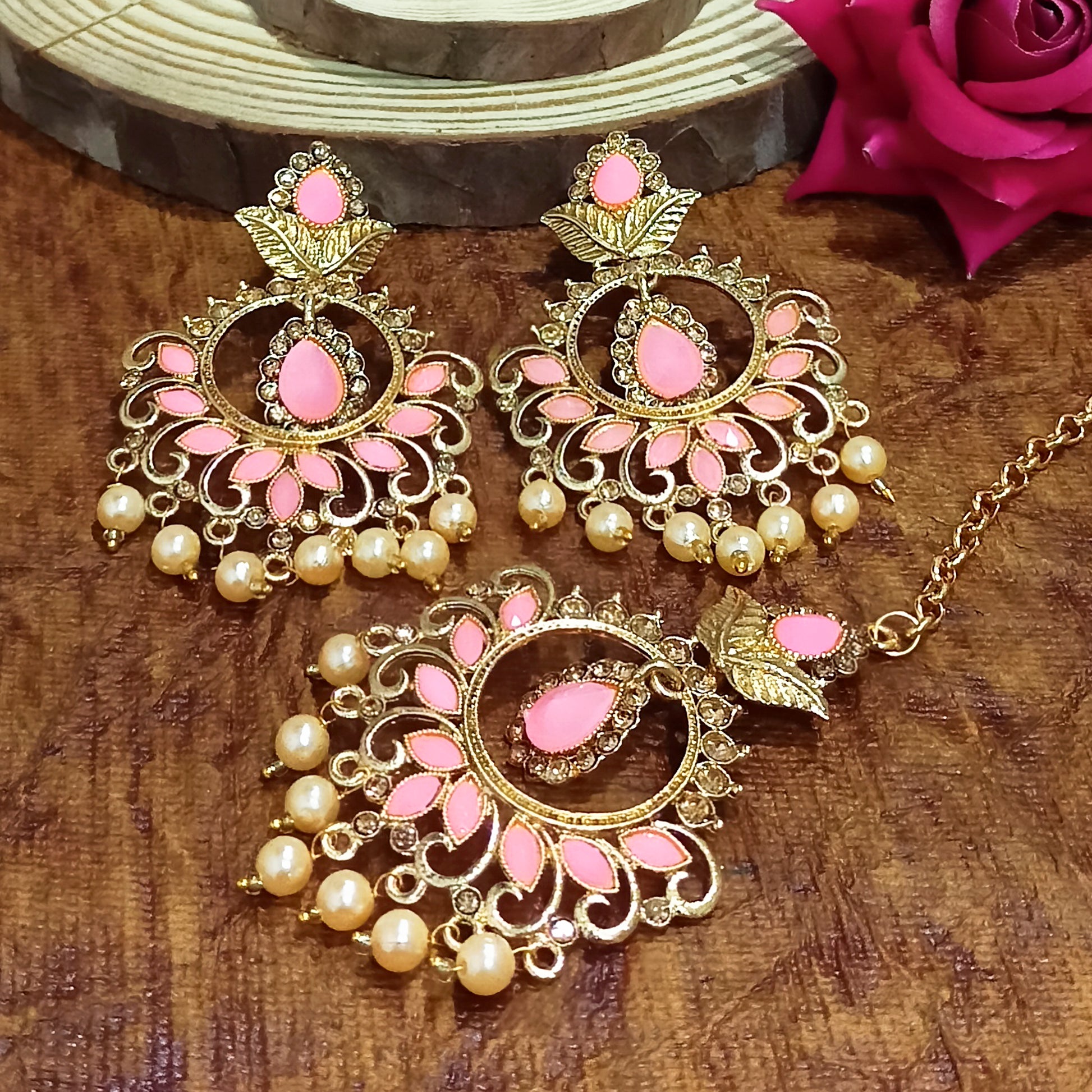 The99jewel Austrian Stone Earrings With Maangtikka-1319211D