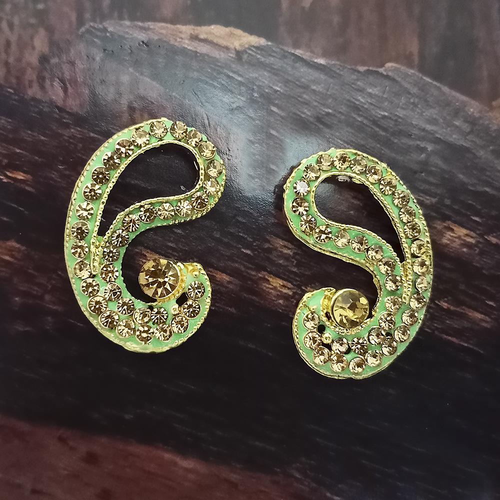 The99Jewel gold plated red meenakari and austrian stone stud earrings-1319231B