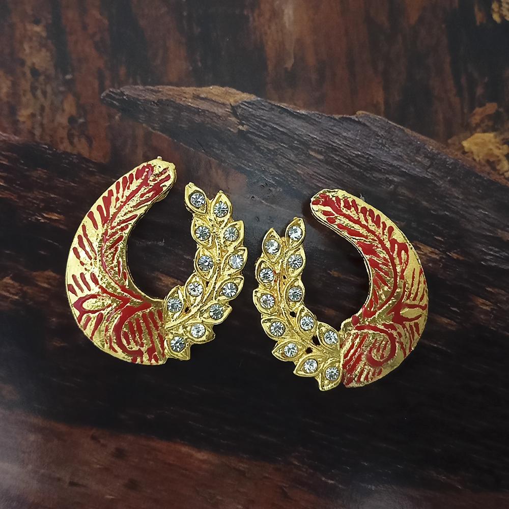 The99Jewel gold plated red meenakari and austrian stone stud earrings -1319233A