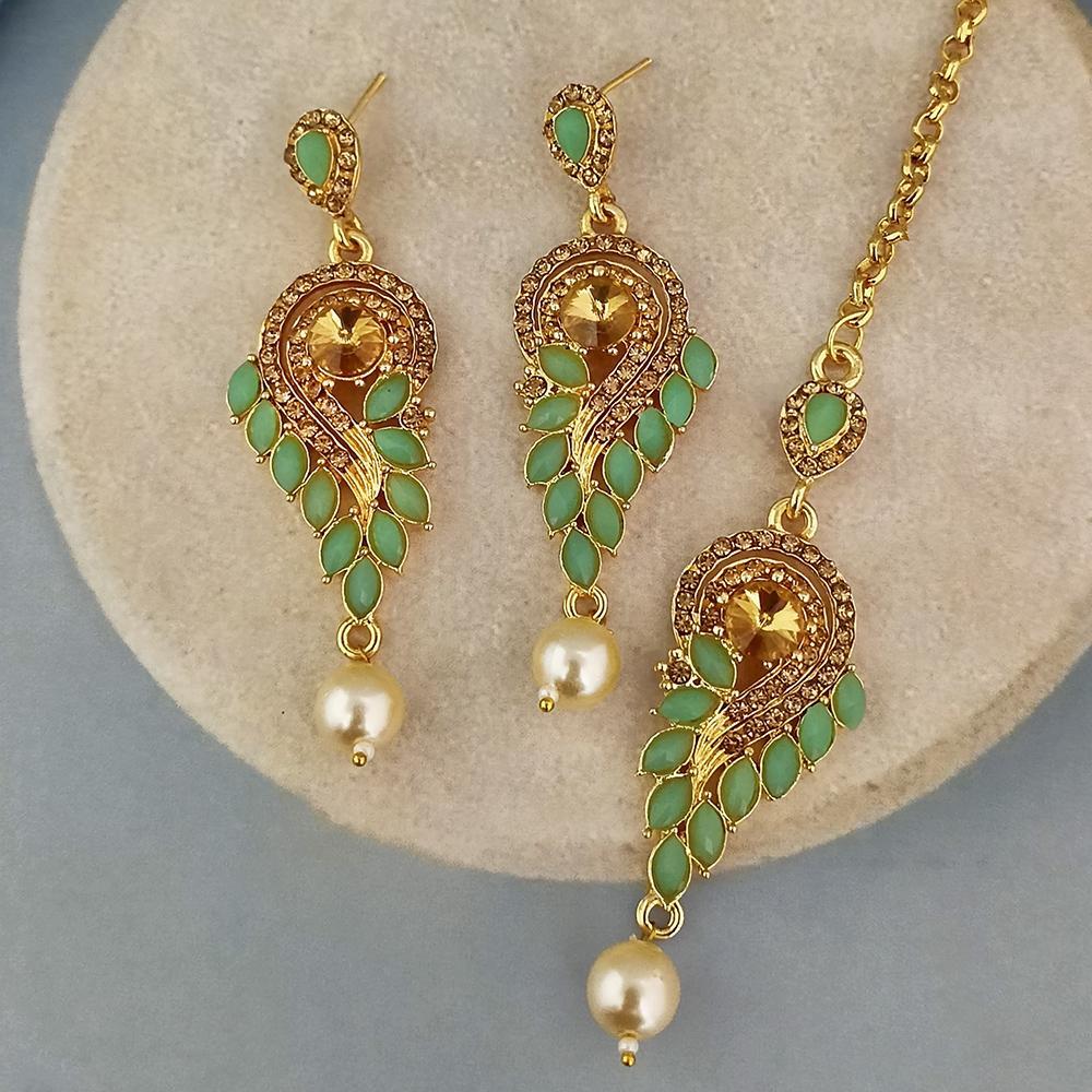 The99Jewel gold plated kundan and austrian stone earrings with maang tikka 1319262B