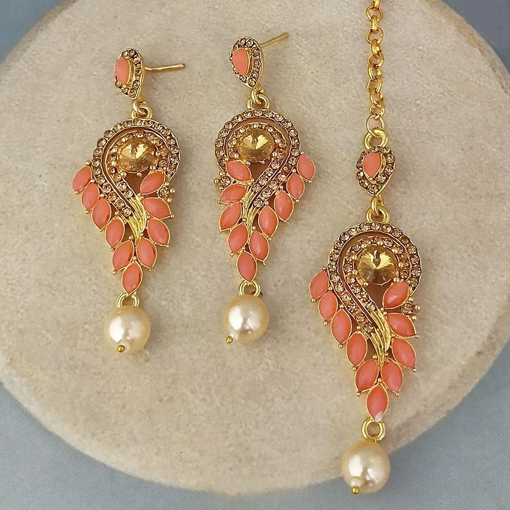 The99Jewel gold plated kundan and austrian stone earrings with maang tikka 1319262E