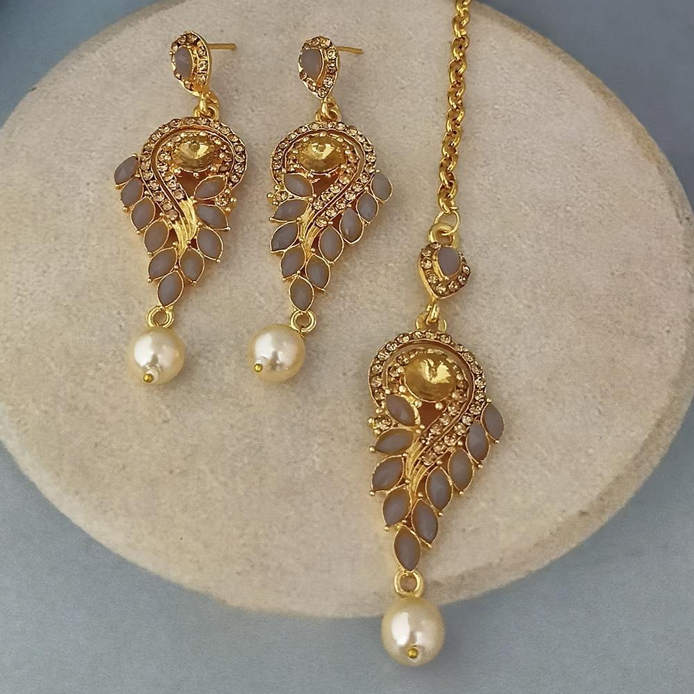 The99Jewel gold plated kundan and austrian stone earrings with maang tikka 1319262F