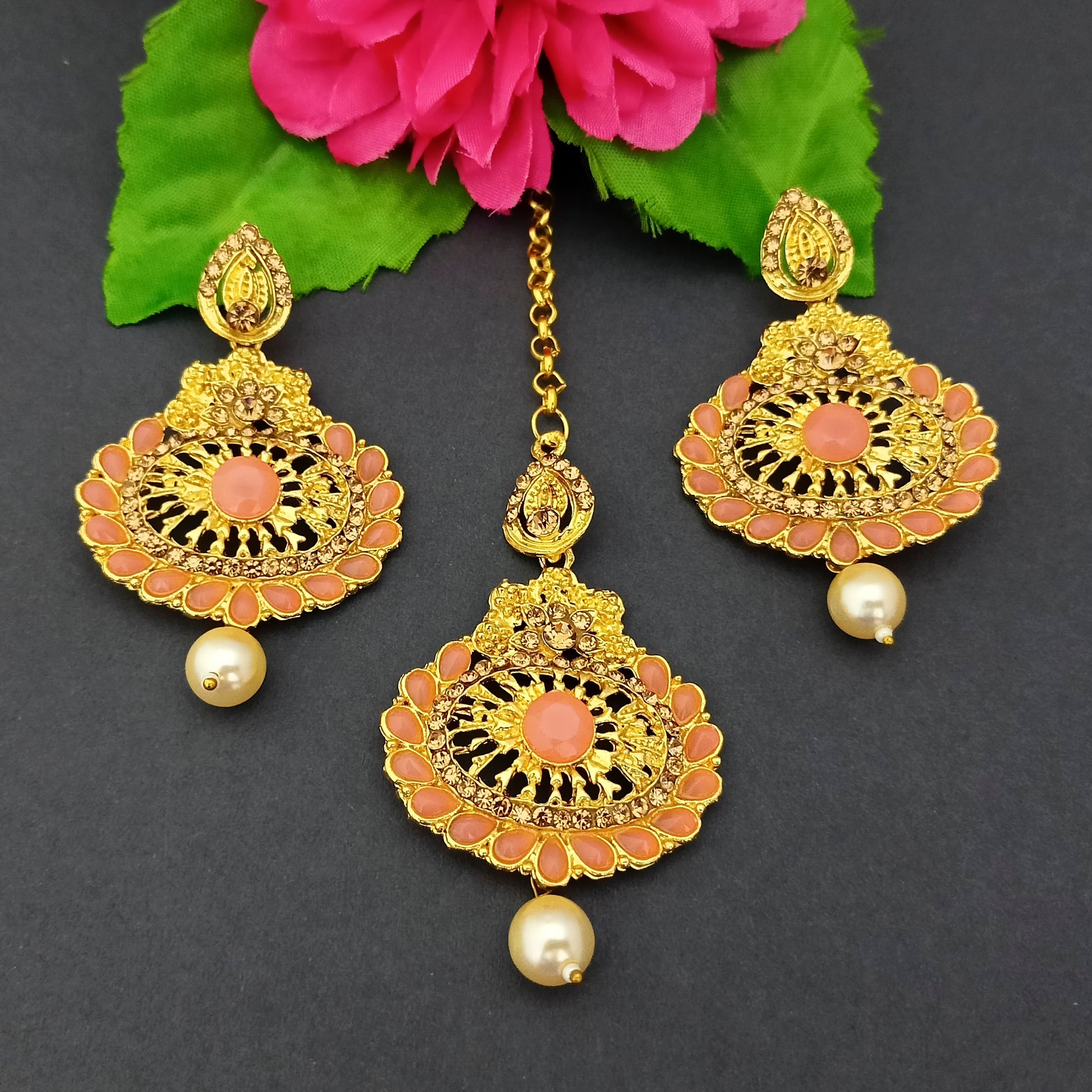 The99jewel Austrian Stone Earrings With Maangtikka-1319264E