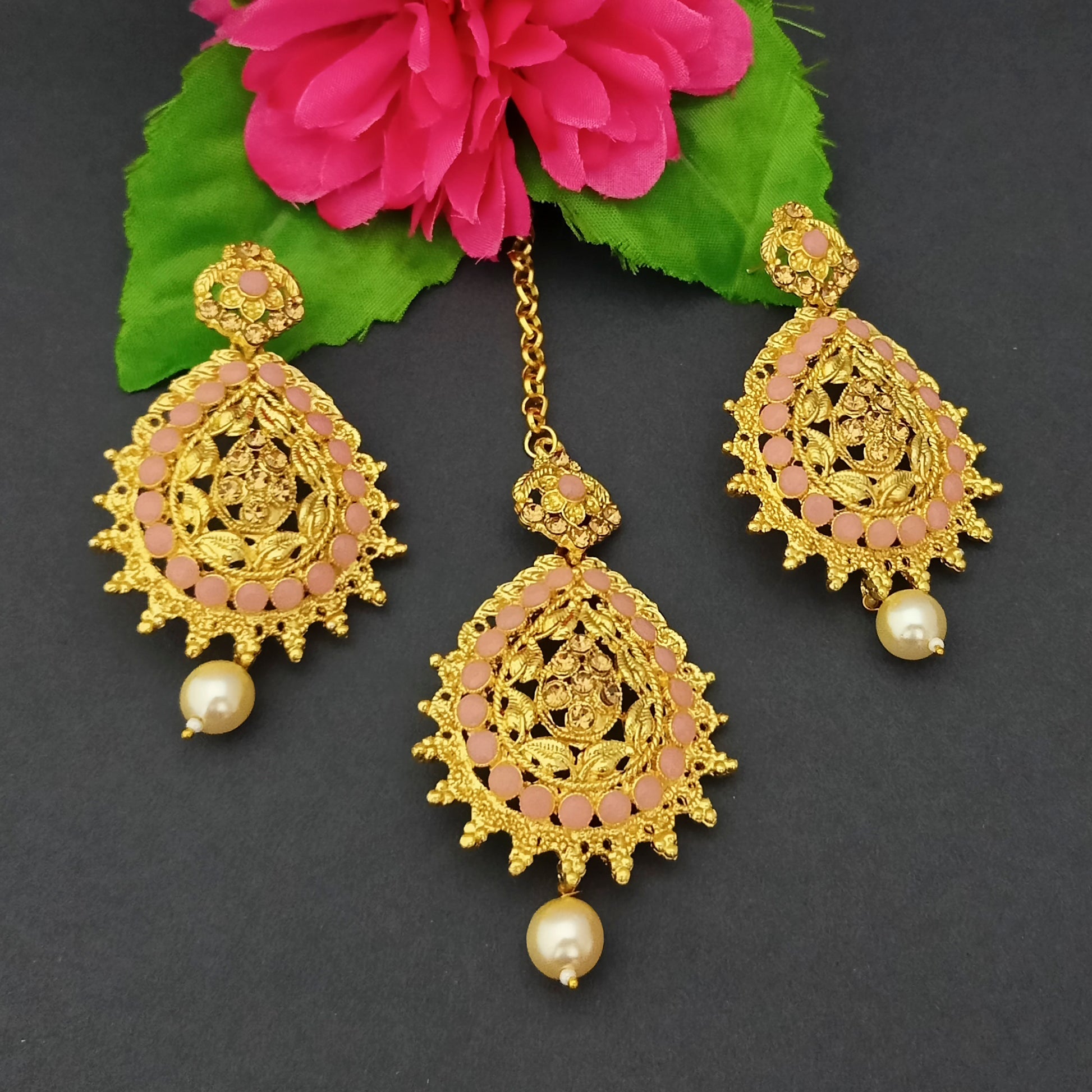 The99jewel Austrian Stone Earrings With Maangtikka-1319271C