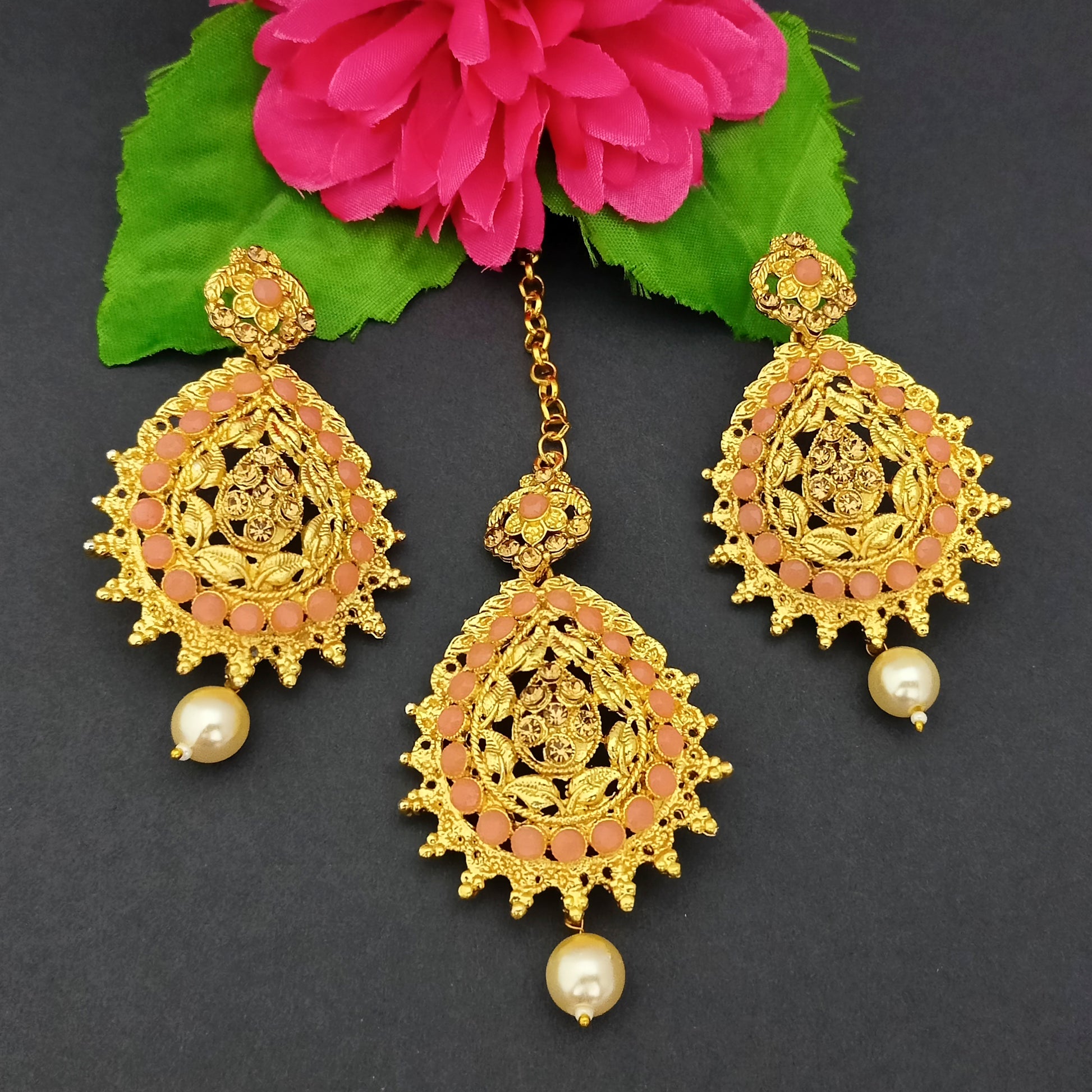 The99jewel Austrian Stone Earrings With Maangtikka-1319271E