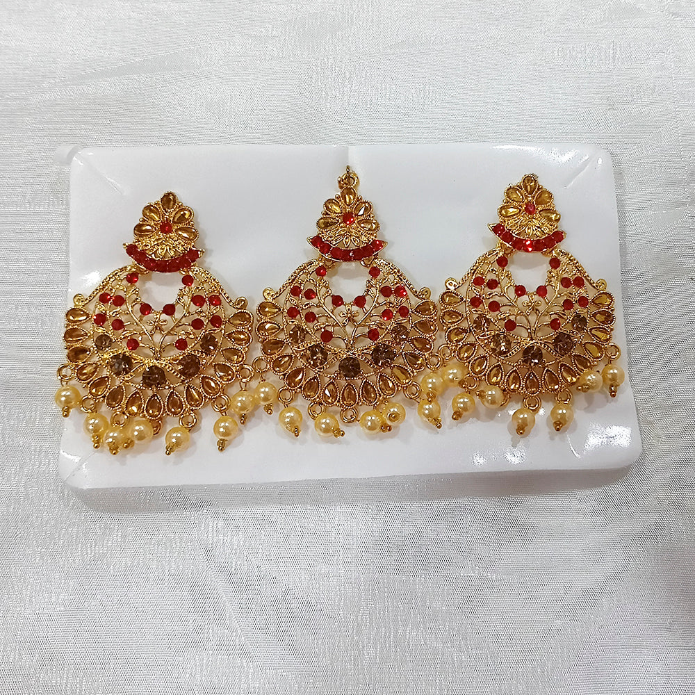 The99Jewel Gold Plated Designer Earrings With Maangtikka