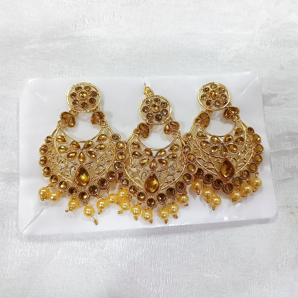 The99Jewel Gold Plated Designer Earrings With Maangtikka