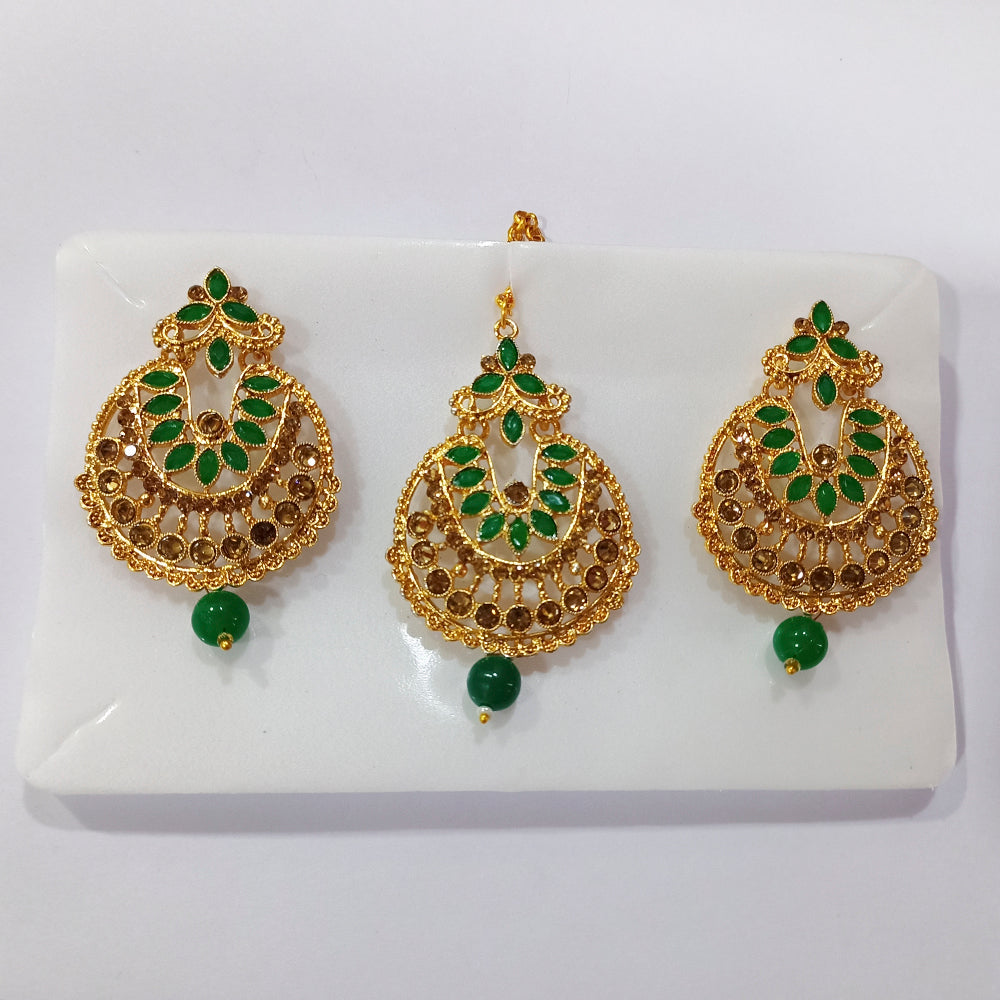The99Jewel Gold Plated Designer Earrings With Maangtikka