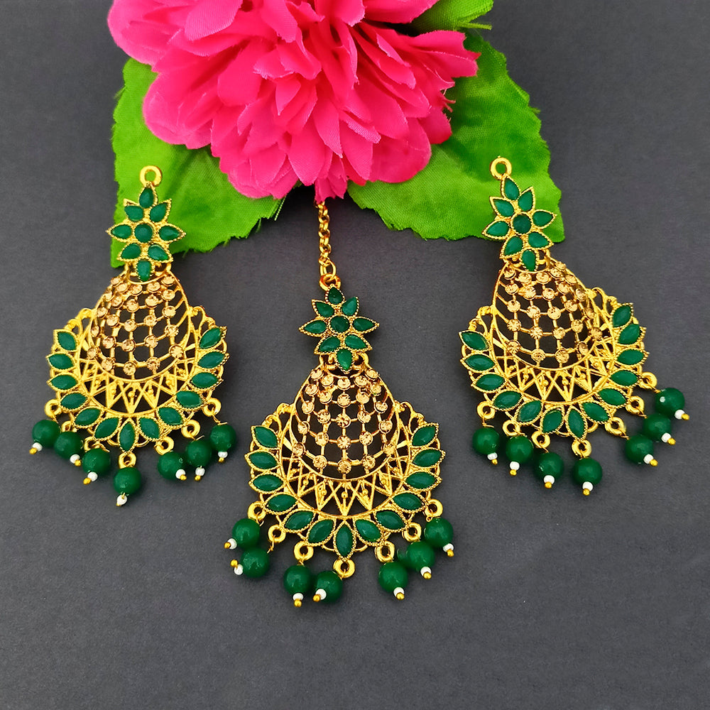 The99Jewel Gold Plated Designer Earrings With Maangtikka