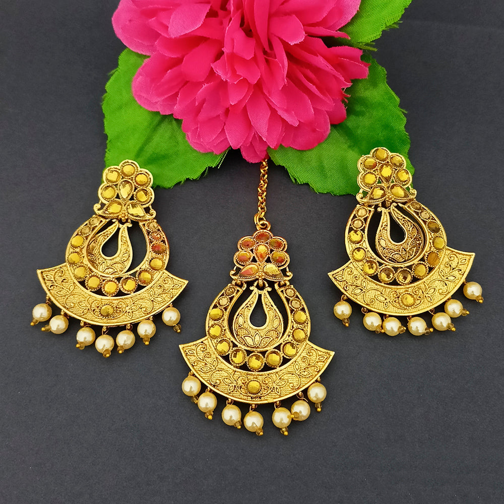 The99Jewel Gold Plated Designer Earrings With Maangtikka