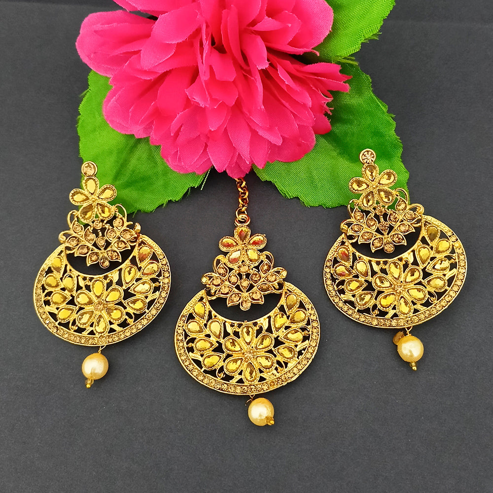 The99Jewel Gold Plated Designer Earrings With Maangtikka