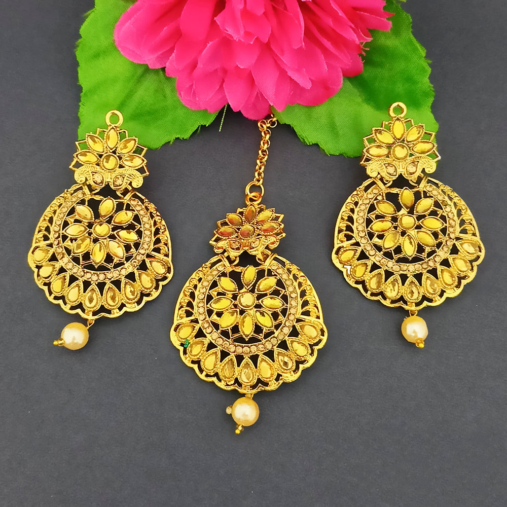 The99Jewel Gold Plated Designer Earrings With Maangtikka