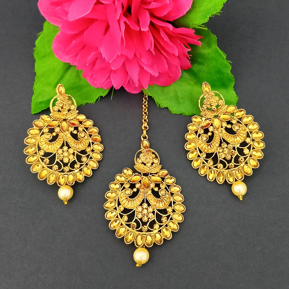 The99Jewel Gold Plated Designer Earrings With Maangtikka