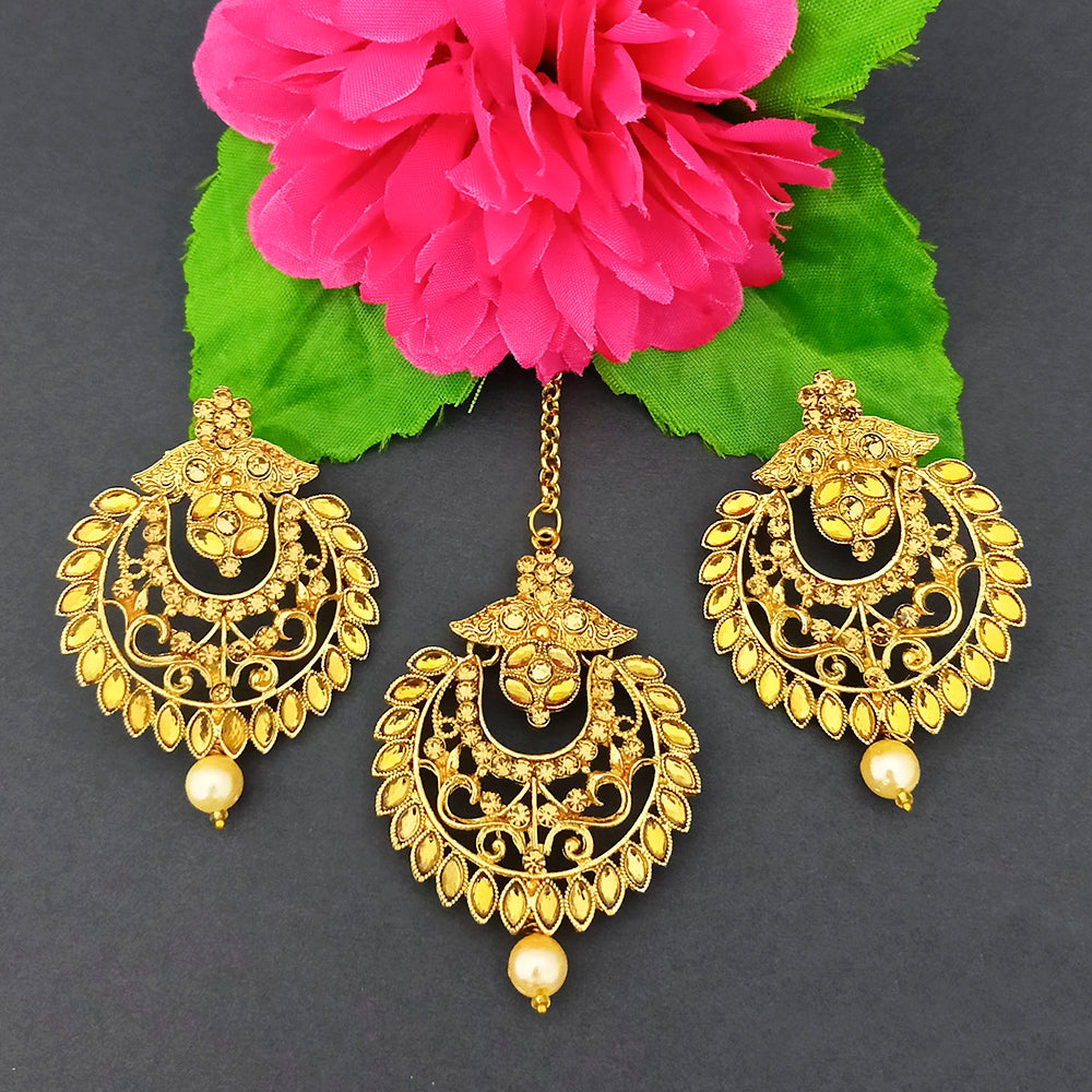 The99Jewel Gold Plated Designer Earrings With Maangtikka