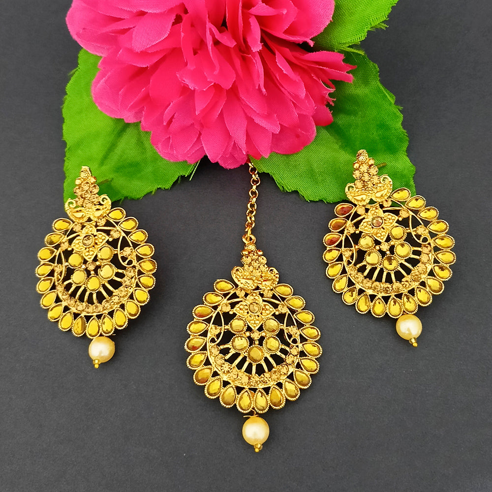 The99Jewel Gold Plated Designer Earrings With Maangtikka