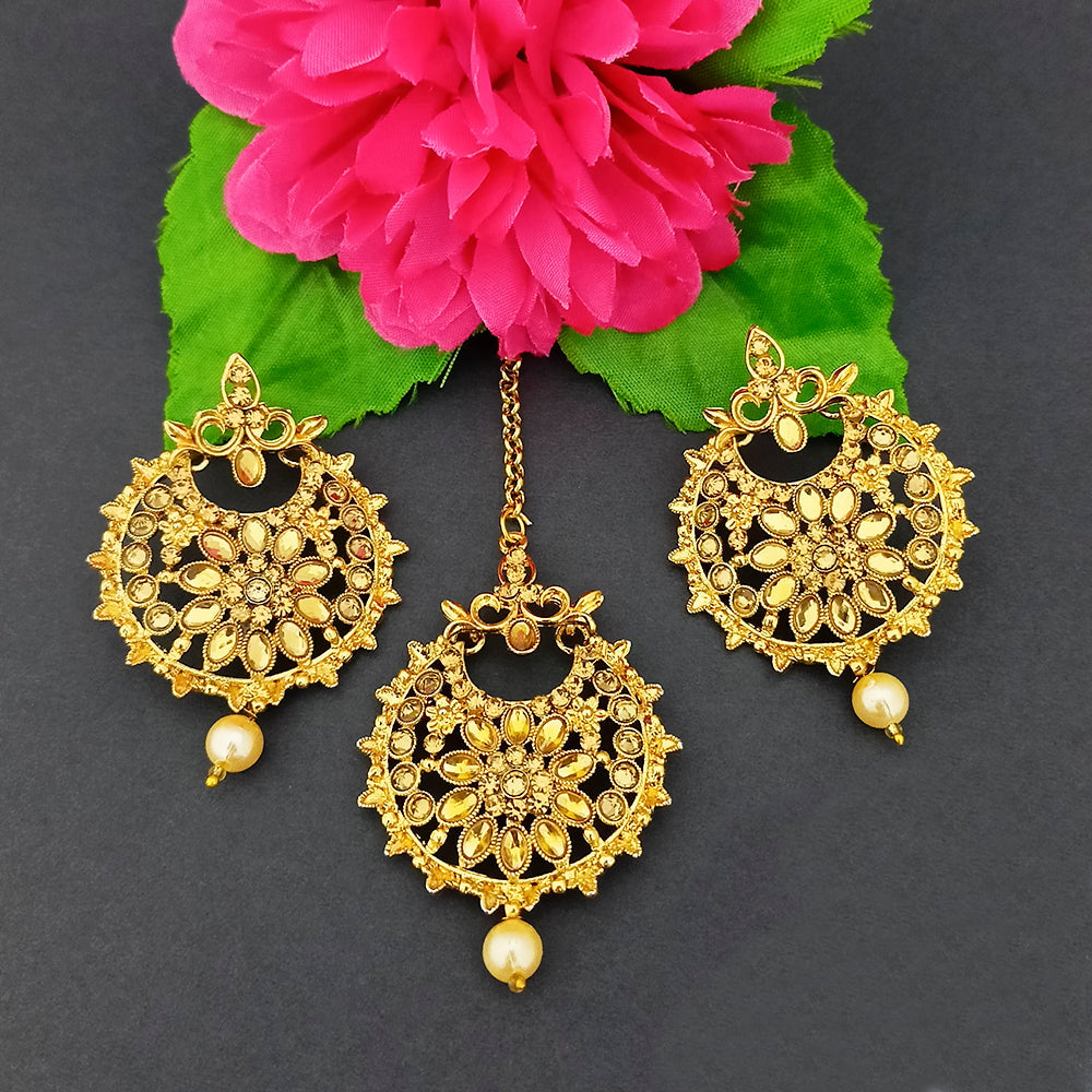 The99Jewel Gold Plated Designer Earrings With Maangtikka