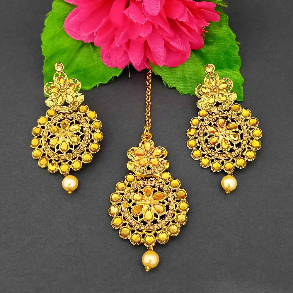 The99Jewel Gold Plated Designer Earrings With Maangtikka