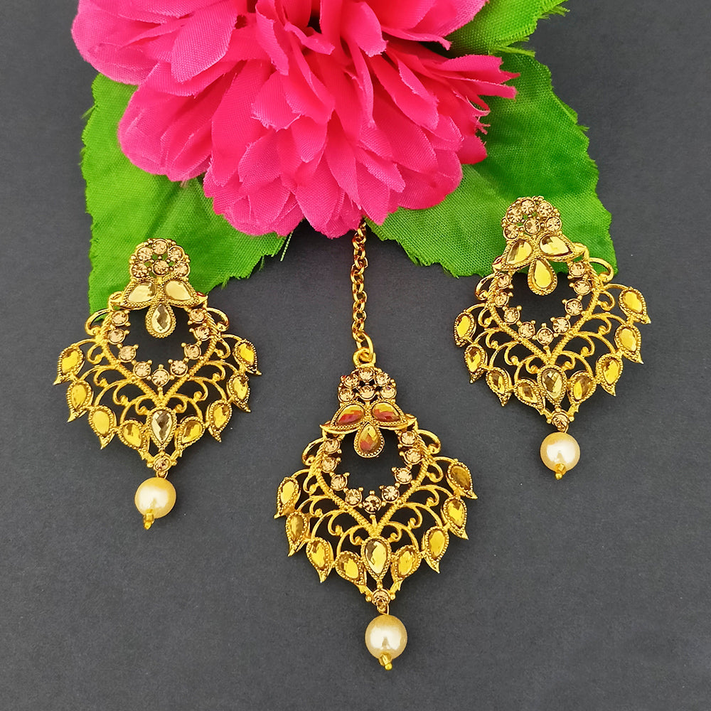 The99Jewel Gold Plated Designer Earrings With Maangtikka