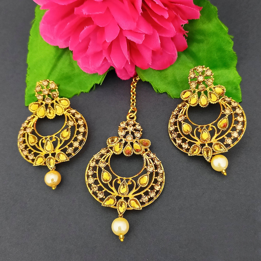 The99Jewel Gold Plated Designer Earrings With Maangtikka