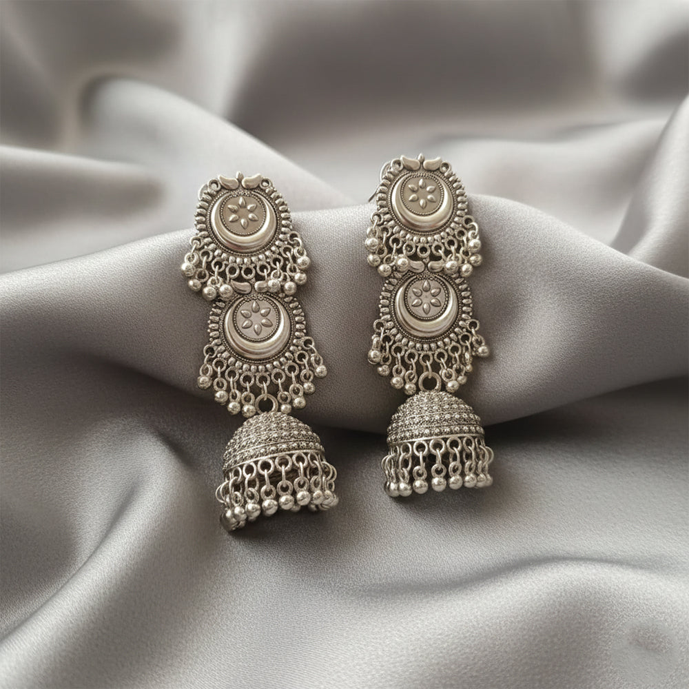 The99Jewel Stylish Oxidised Jhumka Earrings