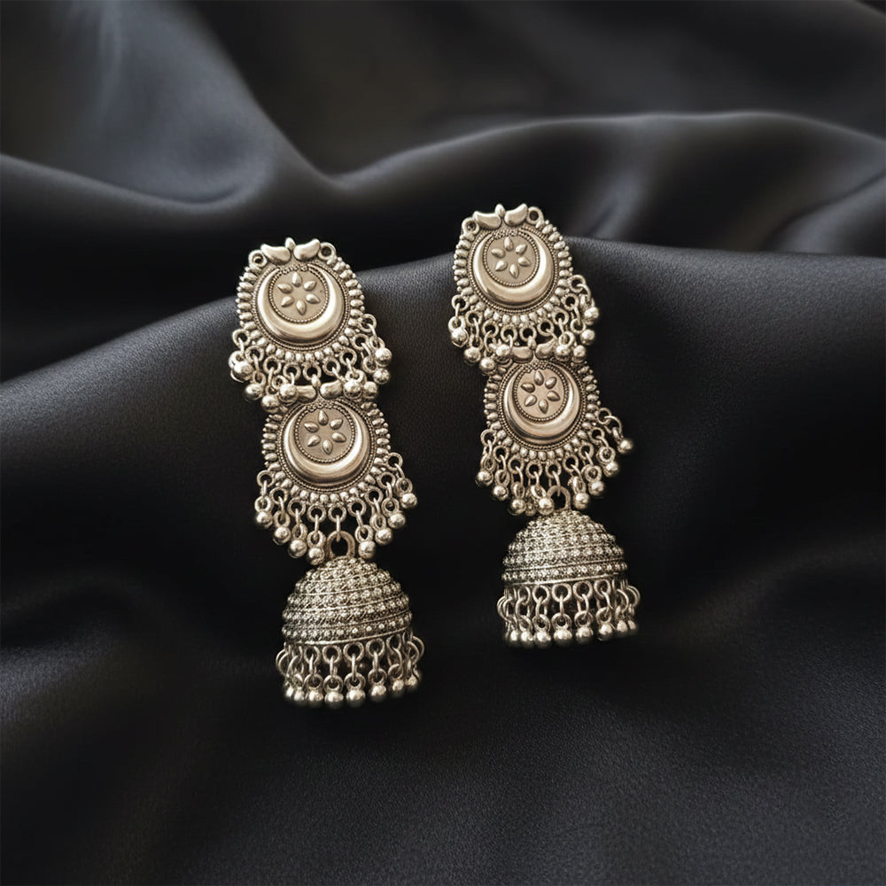 The99Jewel Stylish Oxidised Jhumka Earrings