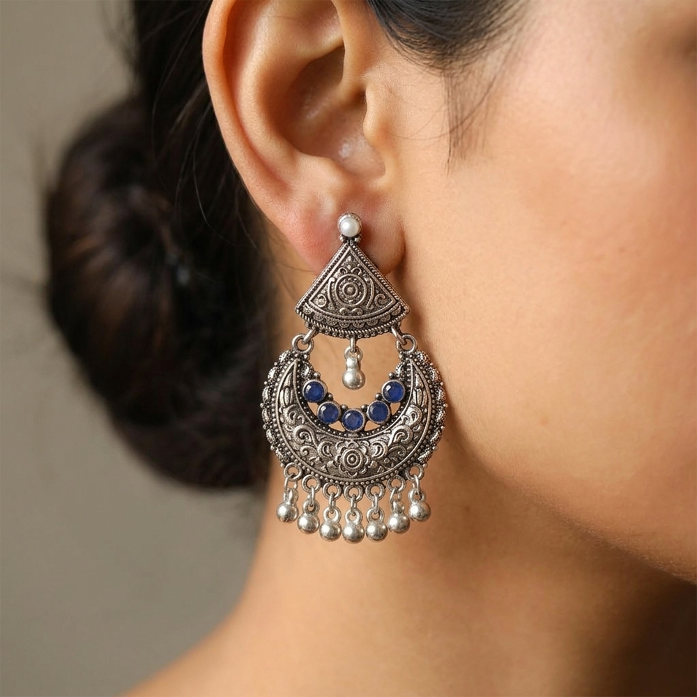 The99Jewel Ethnic Oxidised Silver Earrings for Women