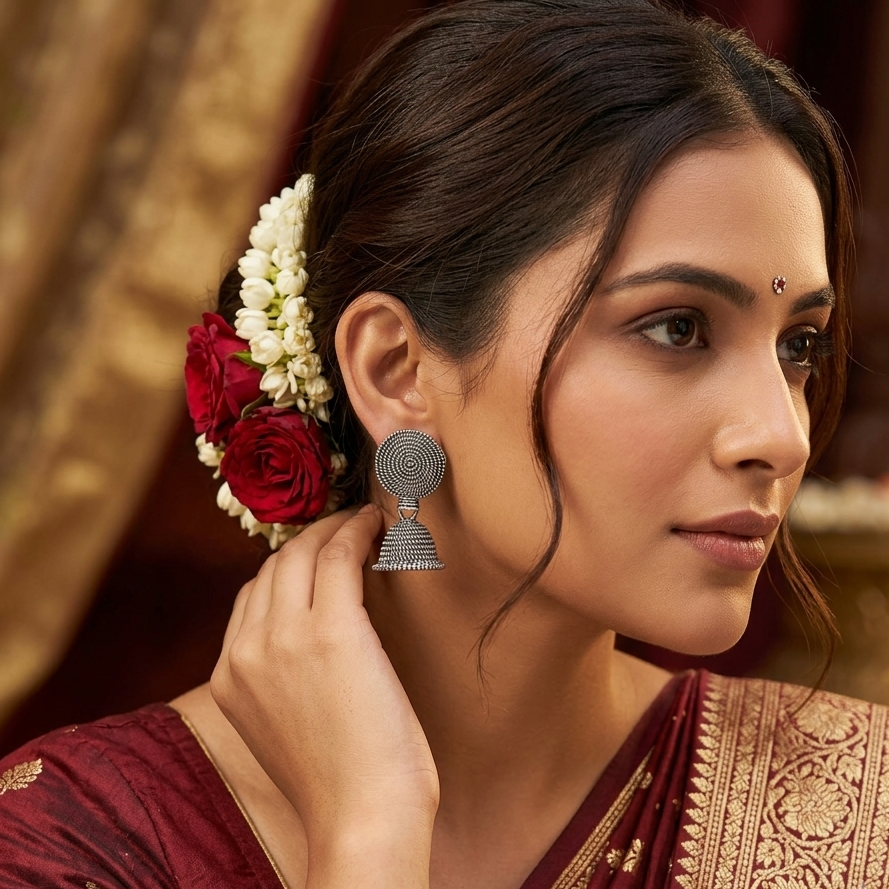 The99Jewel Antique-Inspired Oxidised Plated Jhumki Earrings  Jewellery for Women
