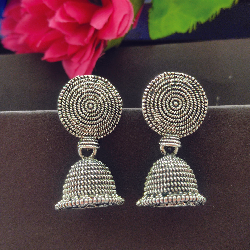 The99Jewel Oxidised Plated Jhumki Earrings