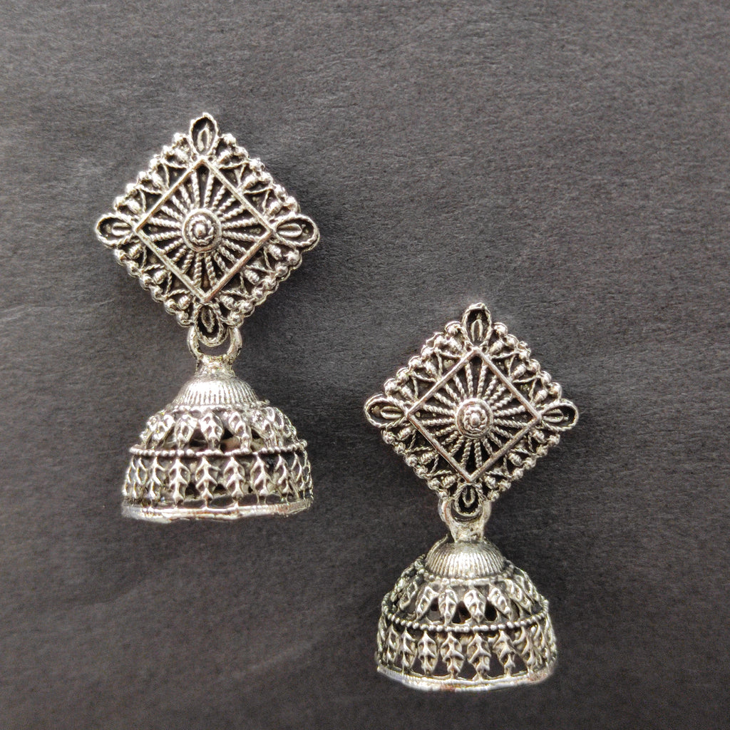 The99Jewel Antique-Inspired Oxidised Plated Jhumki Earrings Jewellery for Women