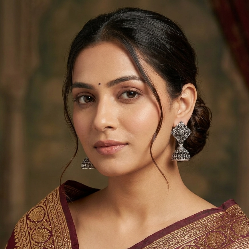 The99Jewel Antique-Inspired Oxidised Plated Jhumki Earrings Jewellery for Women