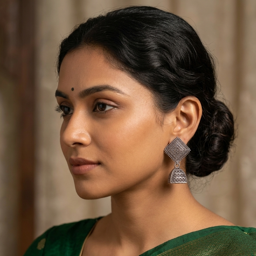 The99Jewel Antique-Inspired Oxidised Plated Jhumki Earrings Jewellery for Women