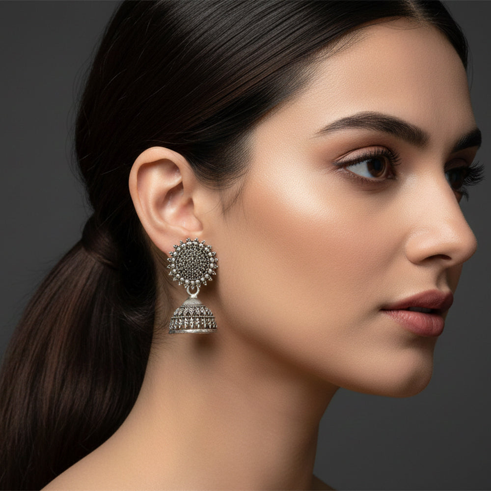 The99Jewel Oxidised Plated Stylish jhumki Earrings