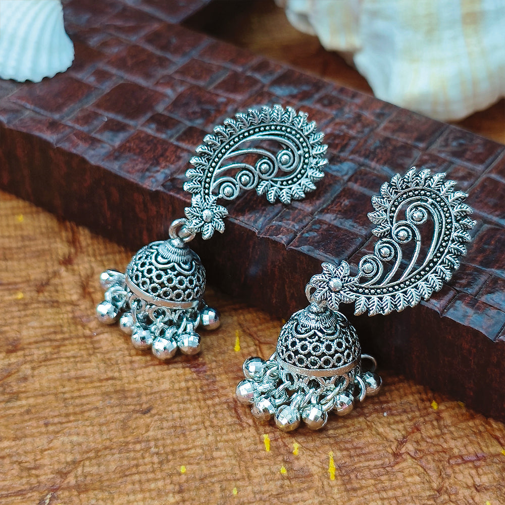 The99Jewel Vintage Oxidised Earcuff Jhumki Earrings