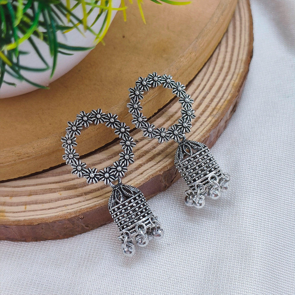 The99Jewel Vintage Oxidised Pearl Jhumki Earrings