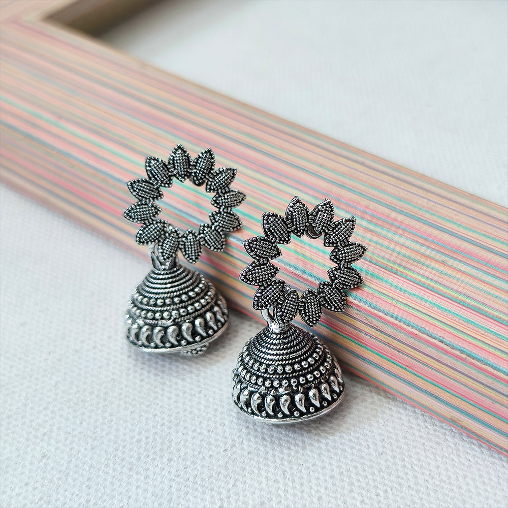The99Jewel Vintage Oxidised Pearl Jhumki Earrings